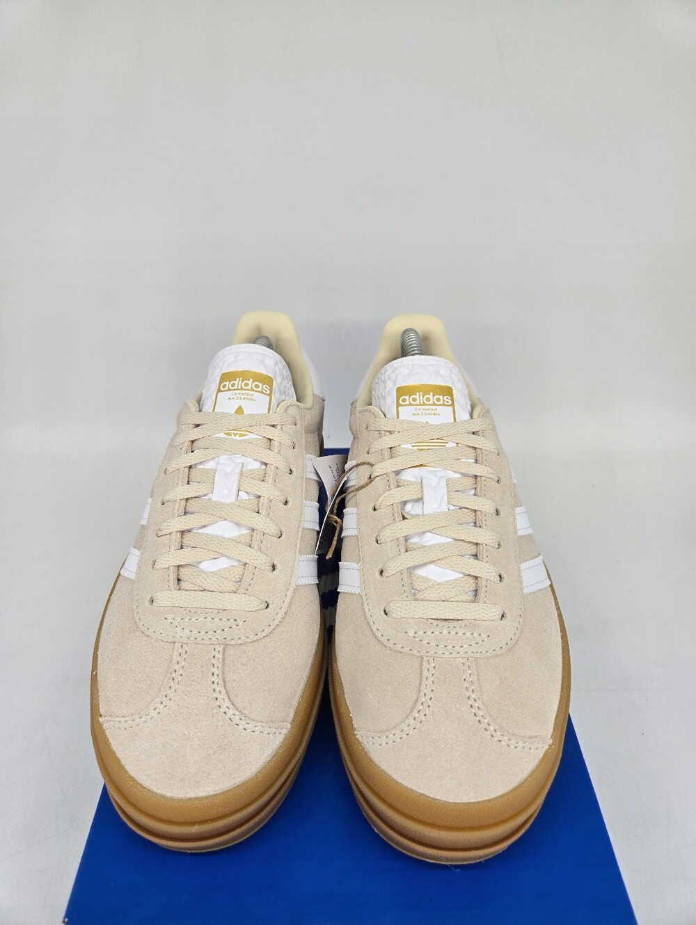 adidas Originals Gazelle Bold JP9288 White Beige Gold Shoes Women's Size 8.5 - Picture 2 of 8